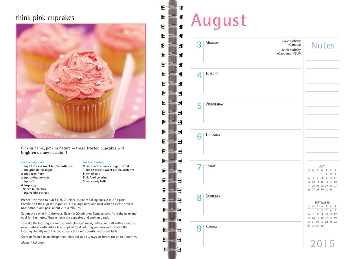 2015 Cupcake Weekly Engagement Calendar