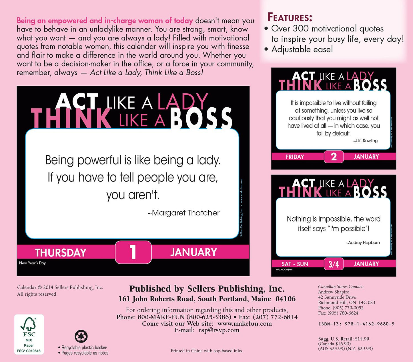 2015 Act Like a Lady, Think Like a Boss Box Calendar