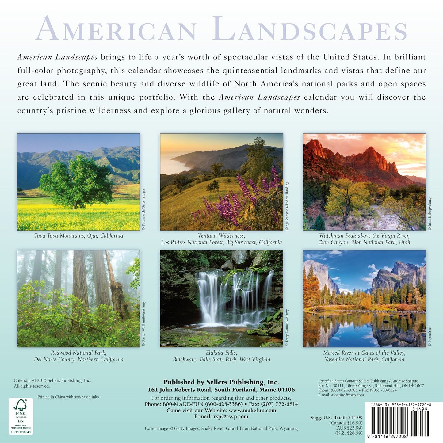 2016 American Landscapes Wall Calendar