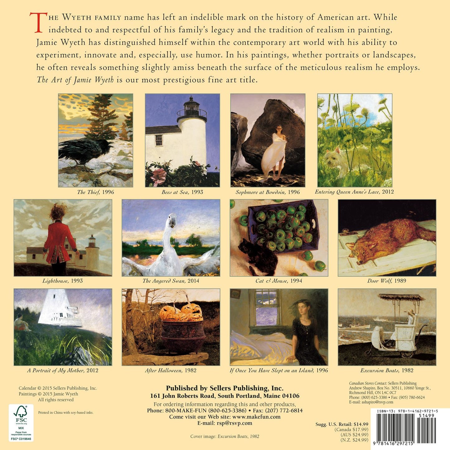 2016 Art of Jamie Wyeth, The Wall Calendar