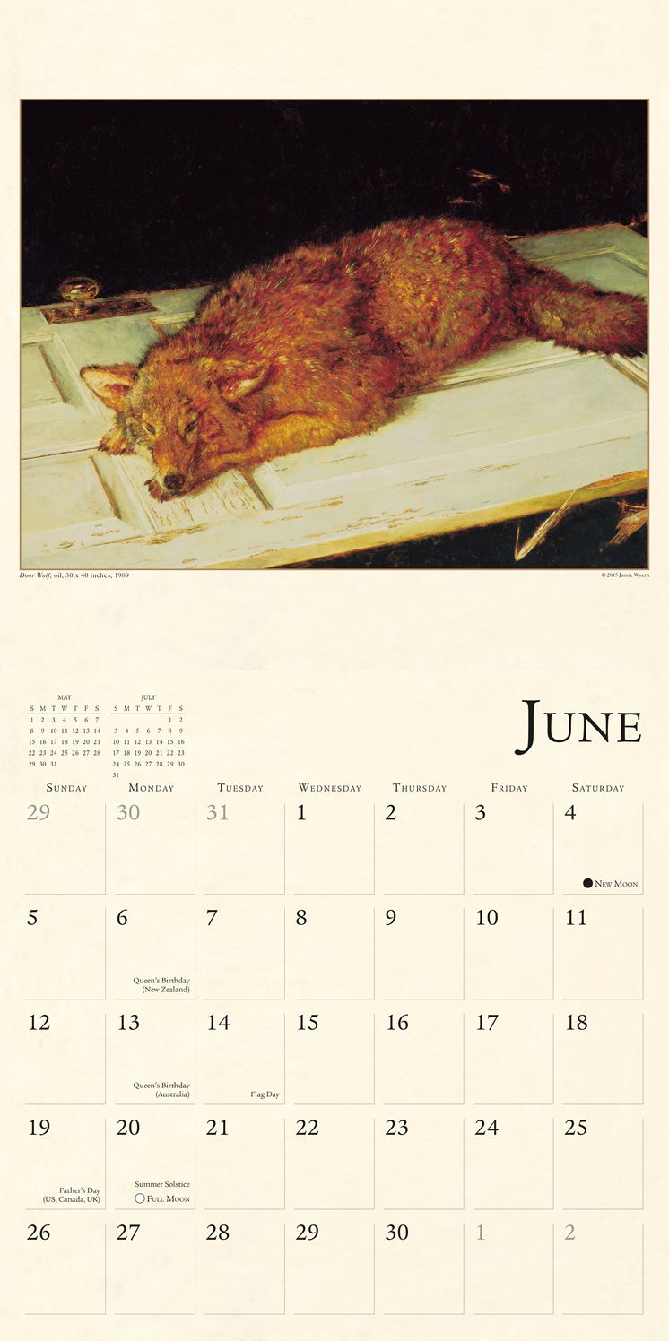2016 Art of Jamie Wyeth, The Wall Calendar
