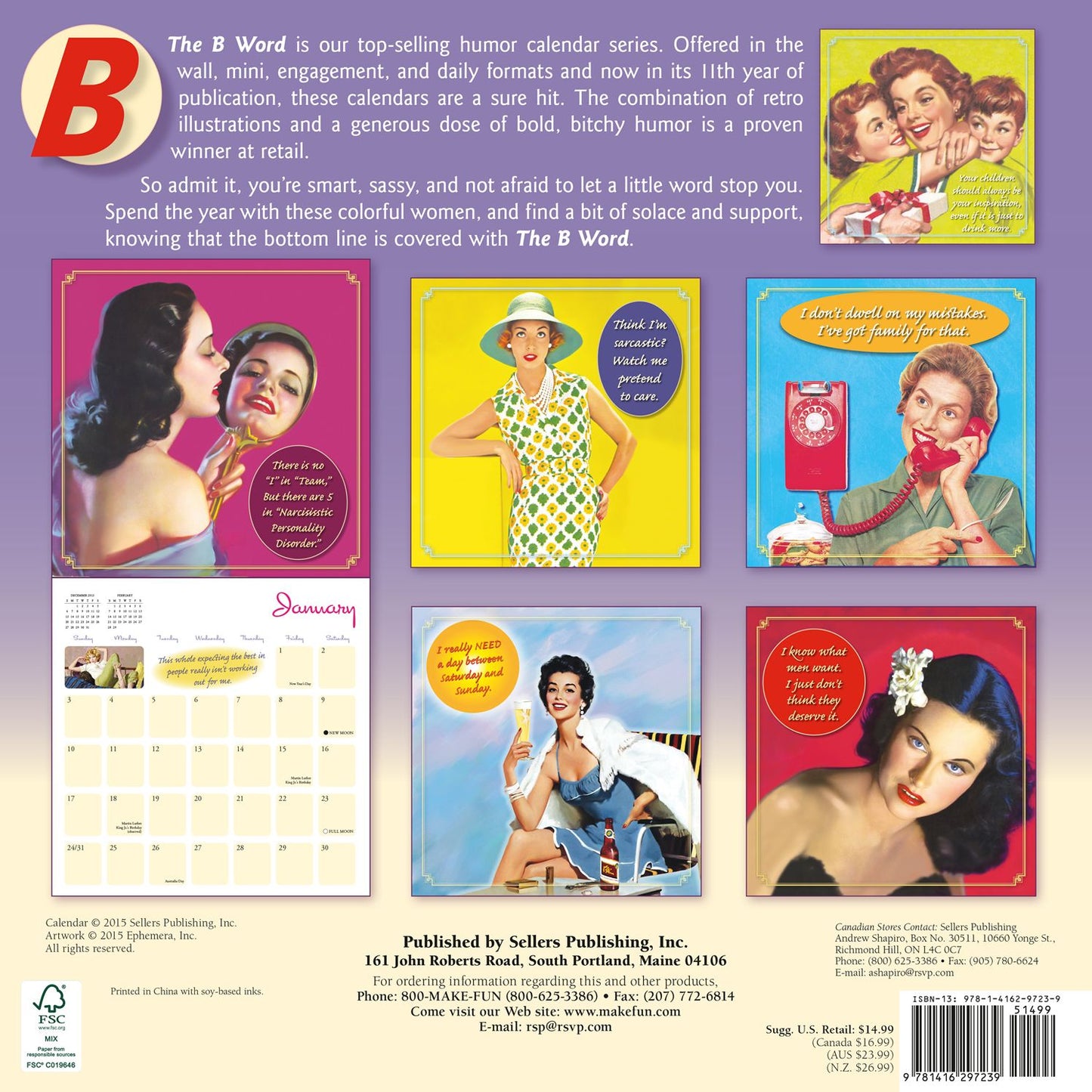 2016 B Word, The Wall Calendar