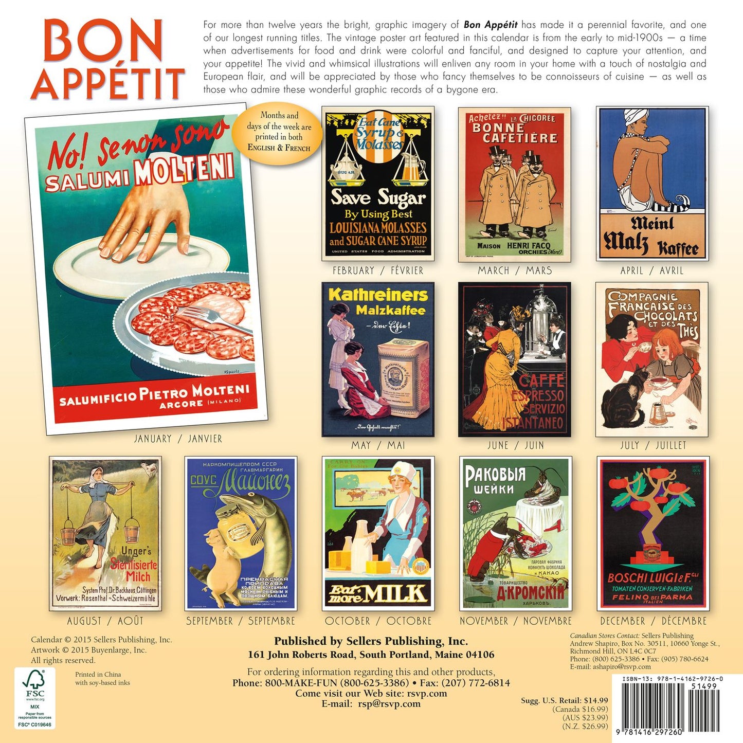 2016 Bon Appetit Wall Calendar