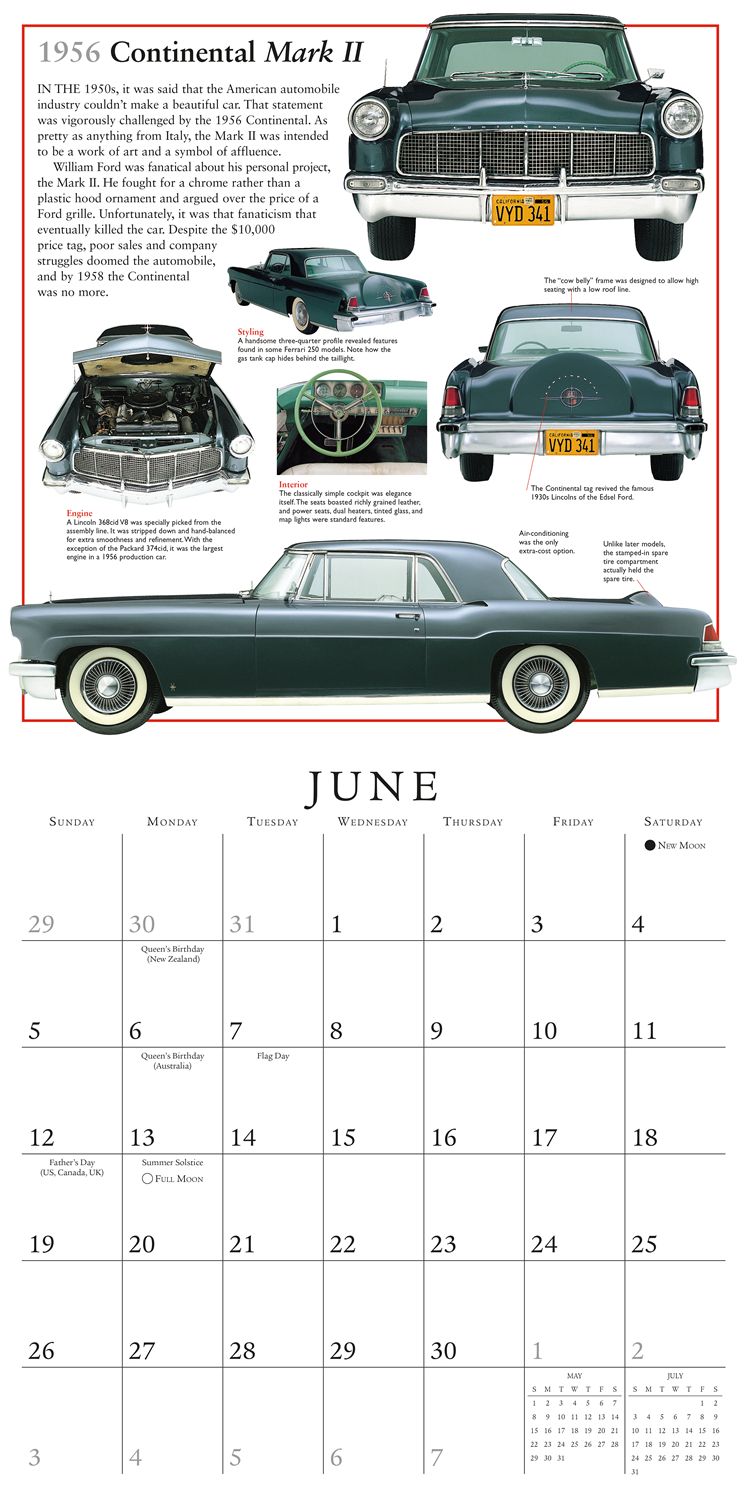 2016 Classics: Ultimate Automobiles Wall Calendar