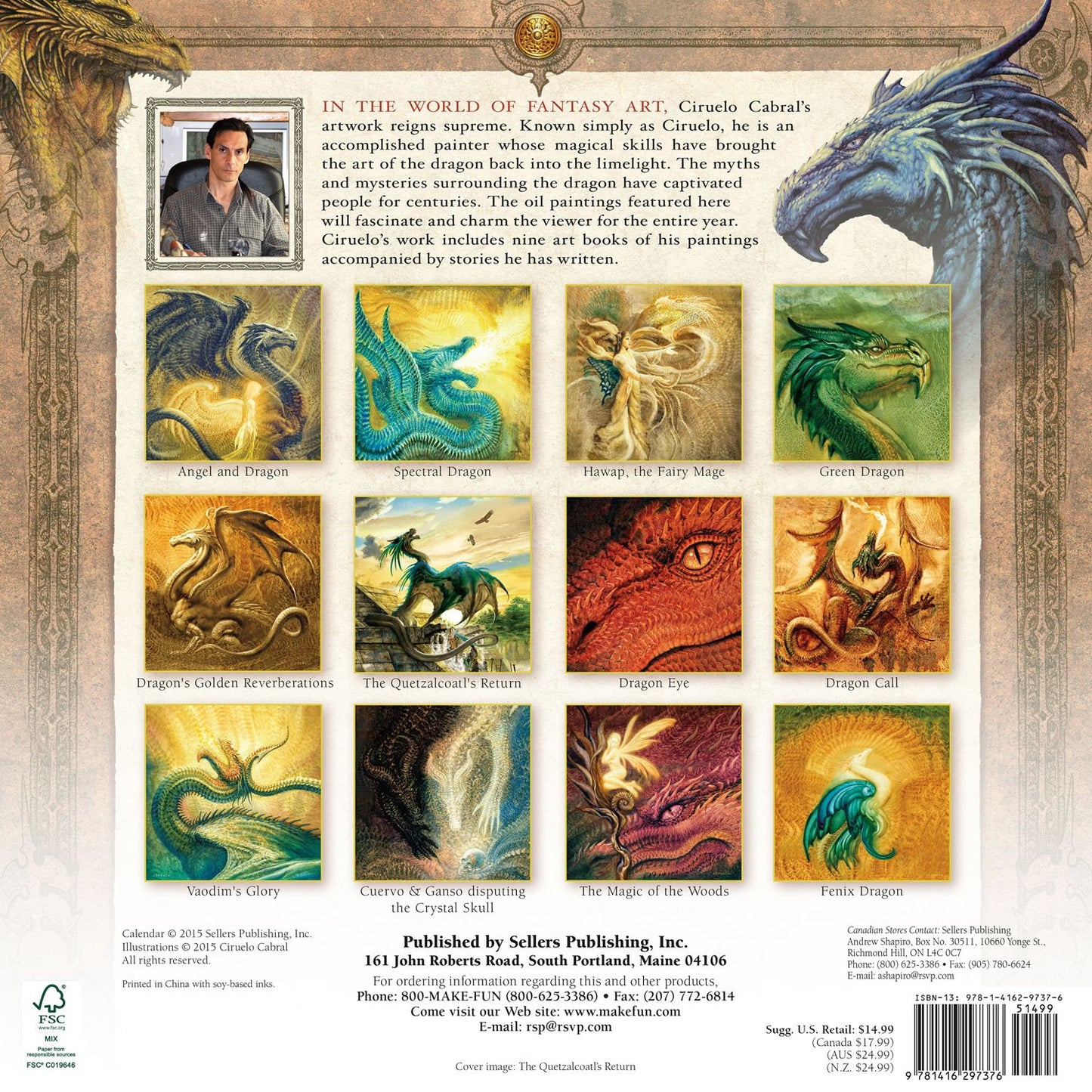 2016 Dragons by Ciruelo Wall Calendar