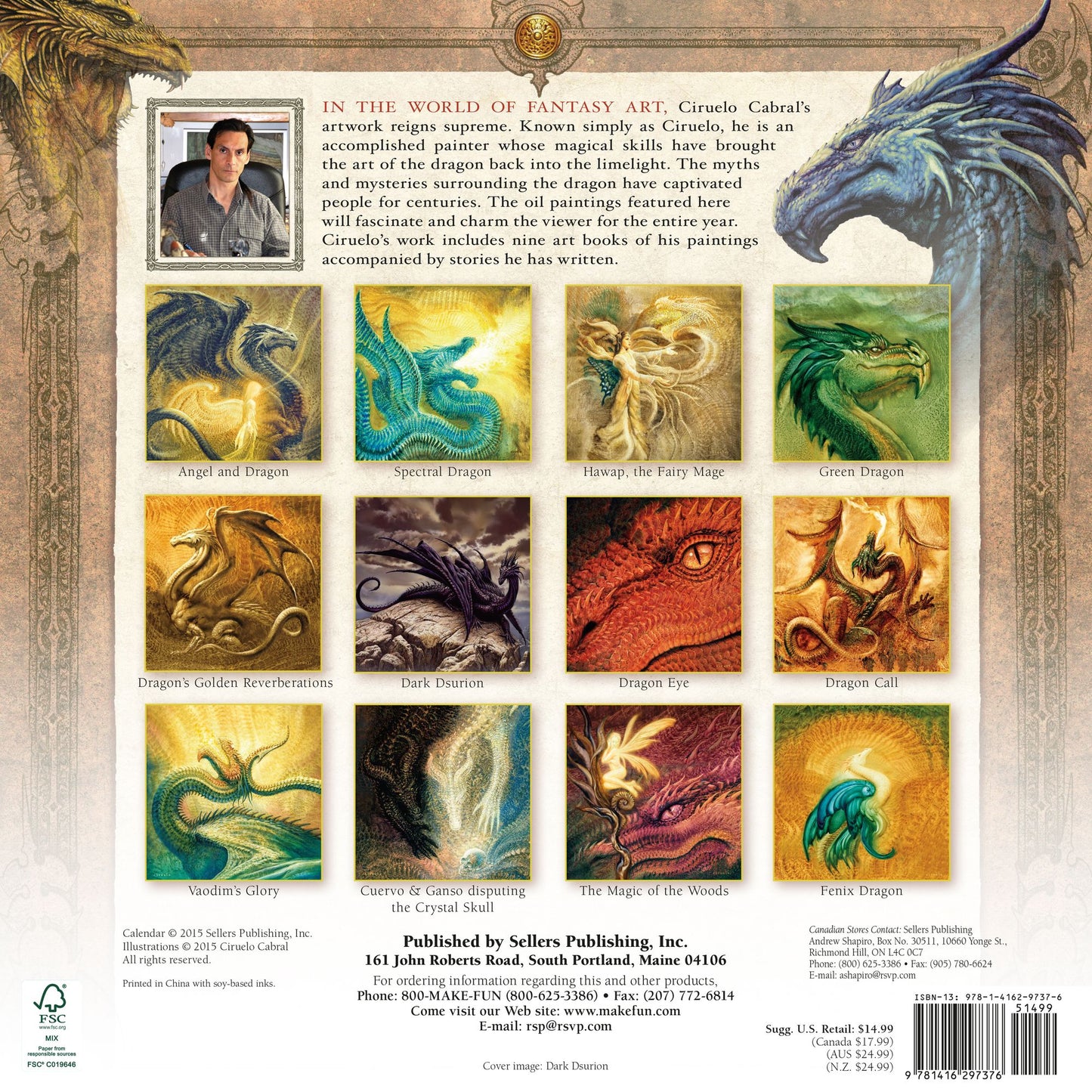 2016 Dragons by Ciruelo Wall Calendar