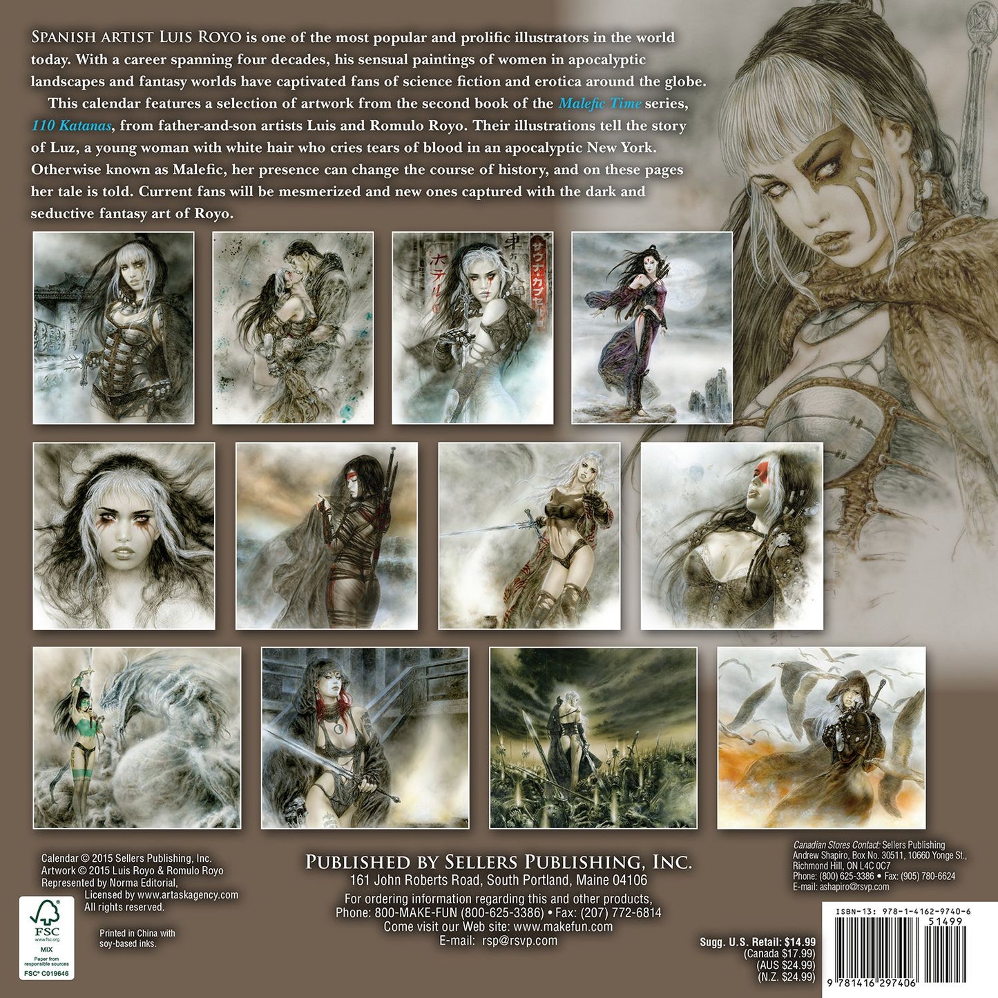 2016 Fantasy Art of Royo Wall Calendar
