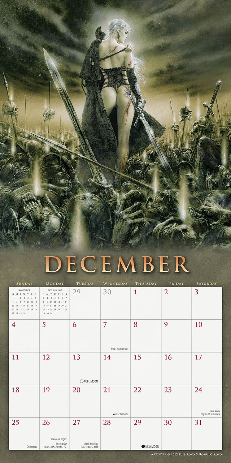 2016 Fantasy Art of Royo Wall Calendar