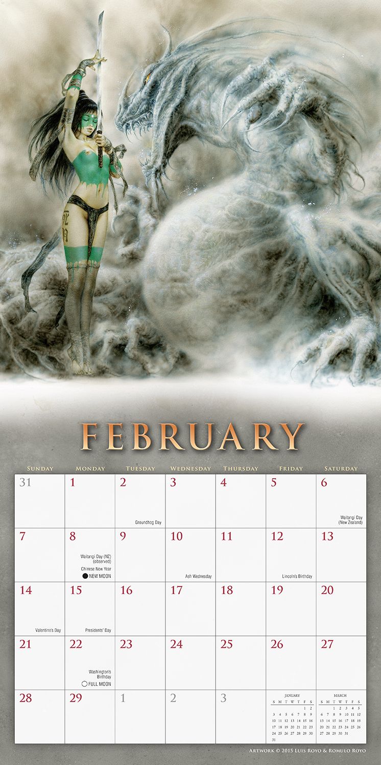 2016 Fantasy Art of Royo Wall Calendar