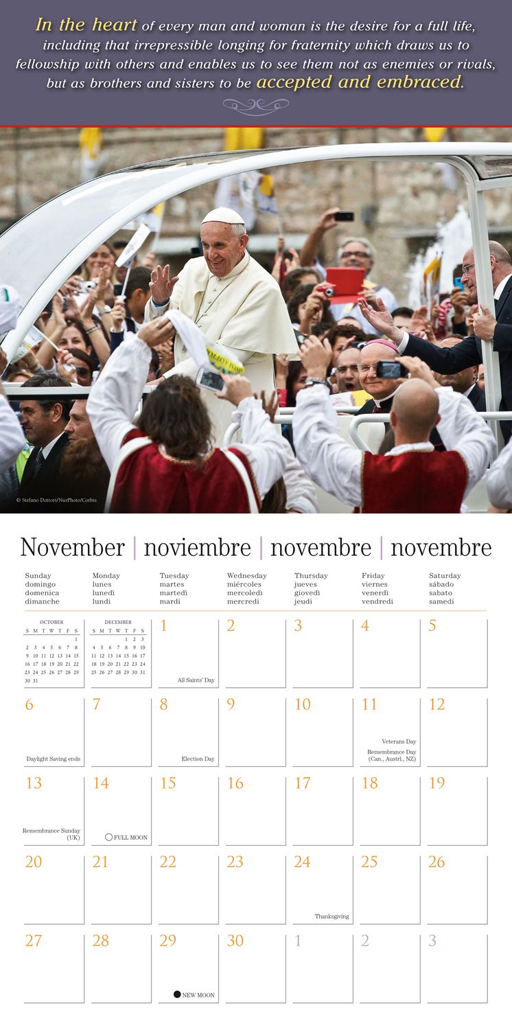 2016 Pope Francis Wall Calendar