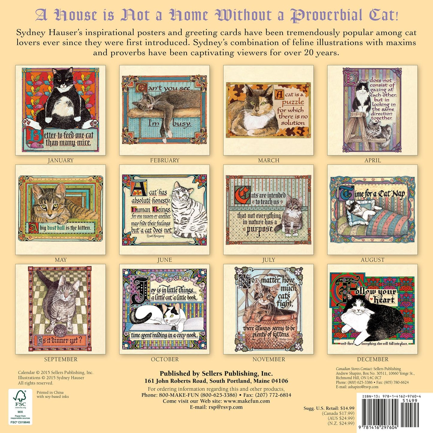 2016 Proverbial Cat Wall Calendar