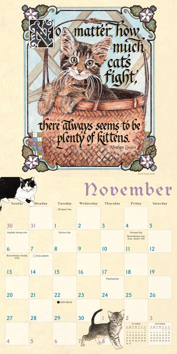 2016 Proverbial Cat Wall Calendar