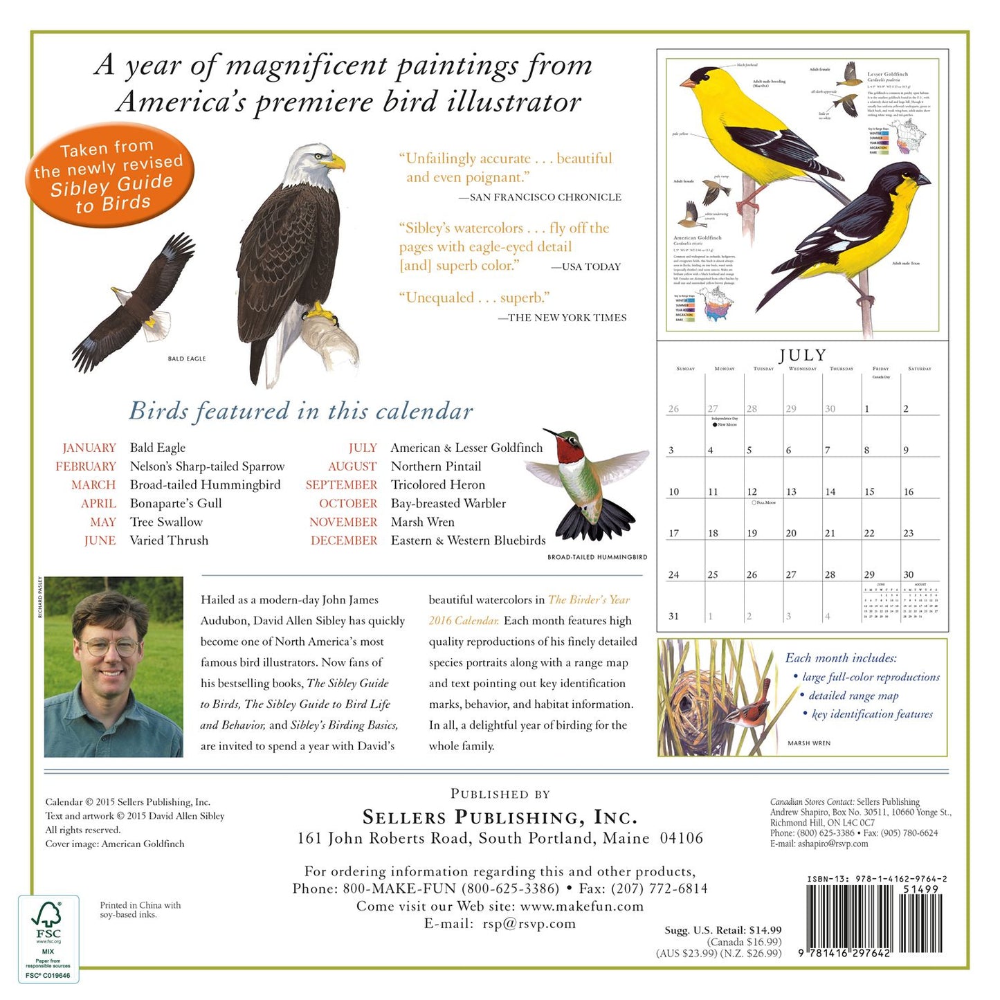 2016 Sibley: The Birder's Year Wall Calendar