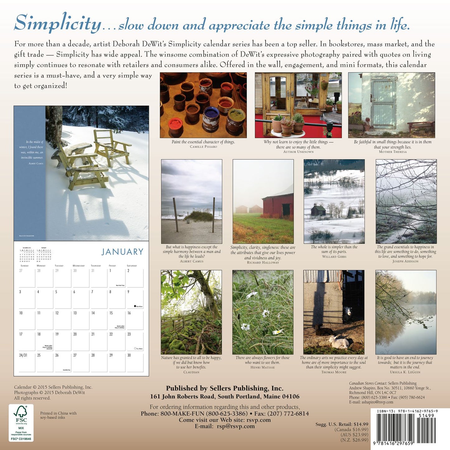 2016 Simplicity Wall Calendar