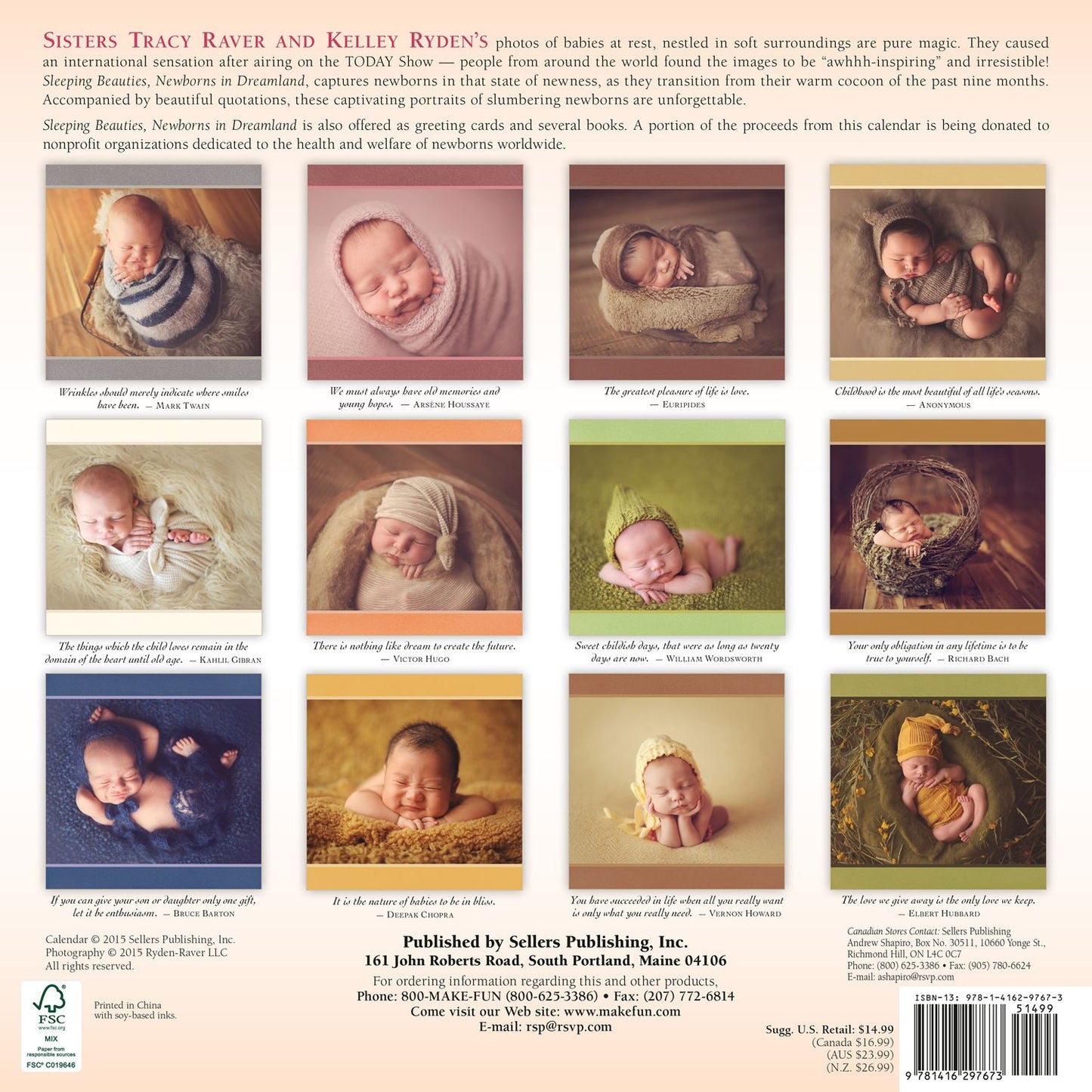 2016 Sleeping Beauties: Newborns in Dreamland Wall Calendar