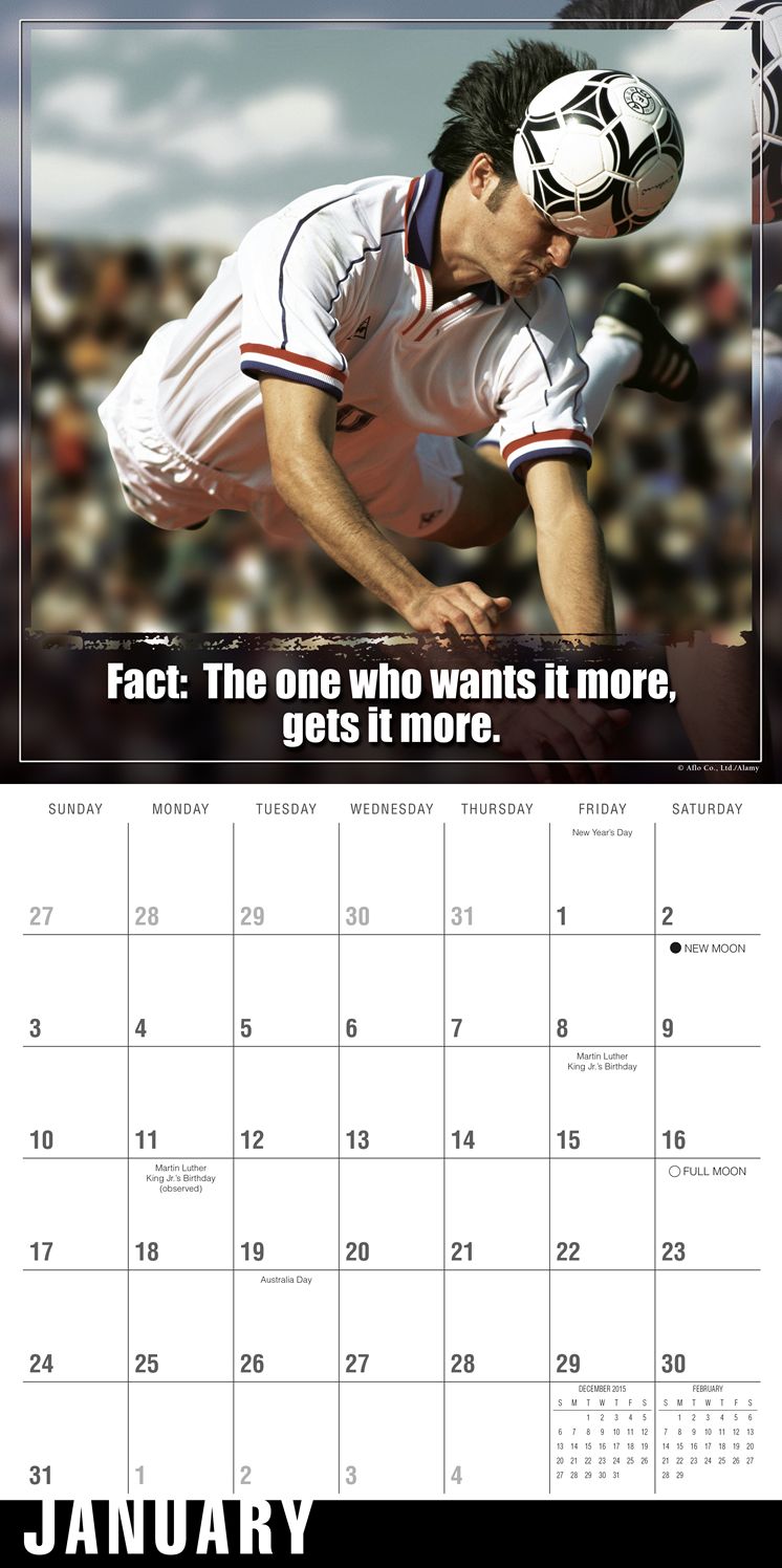 2016 Soccer: The Original Extreme Sport Wall Calendar