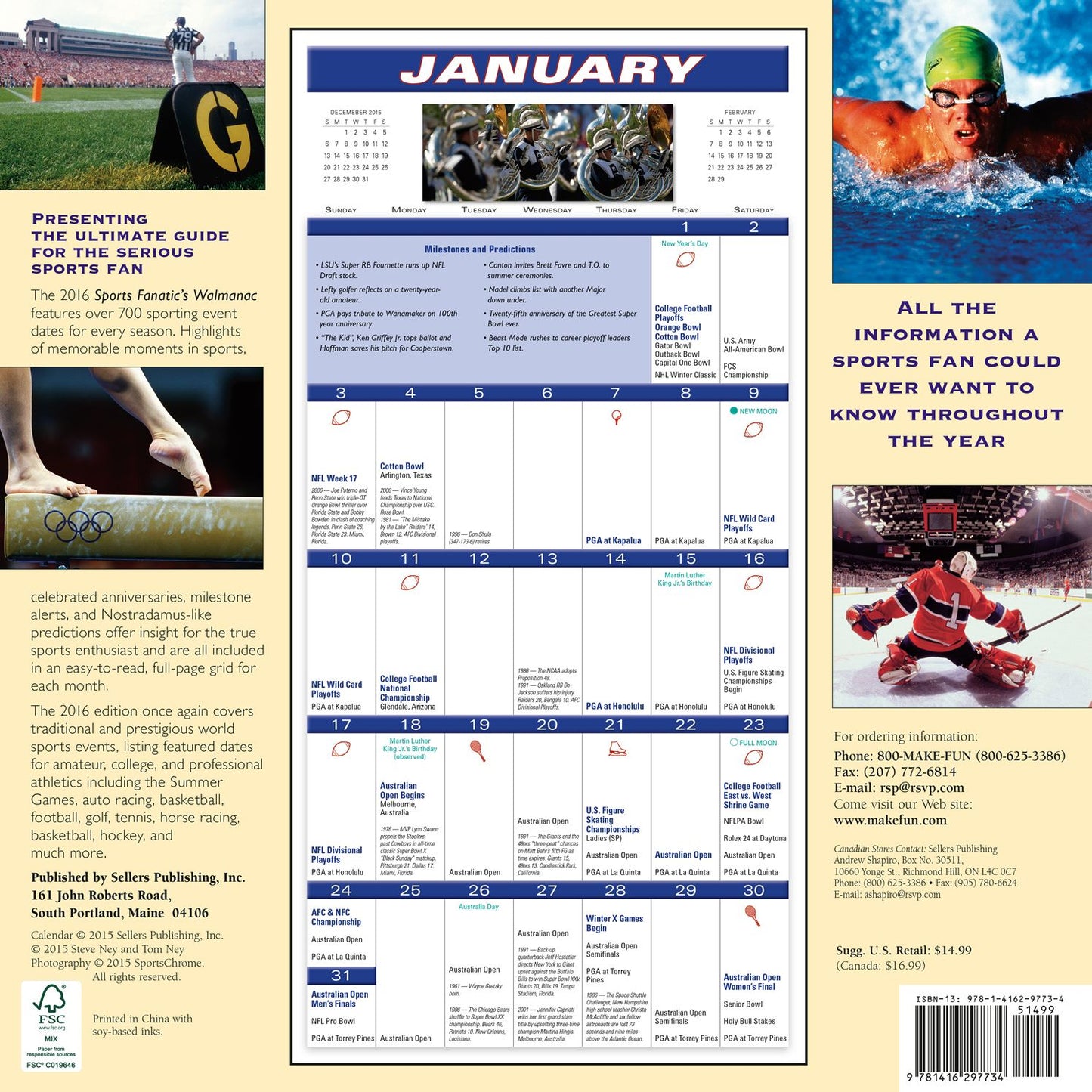 2016 Sports Fanatic Walmanac Wall Calendar