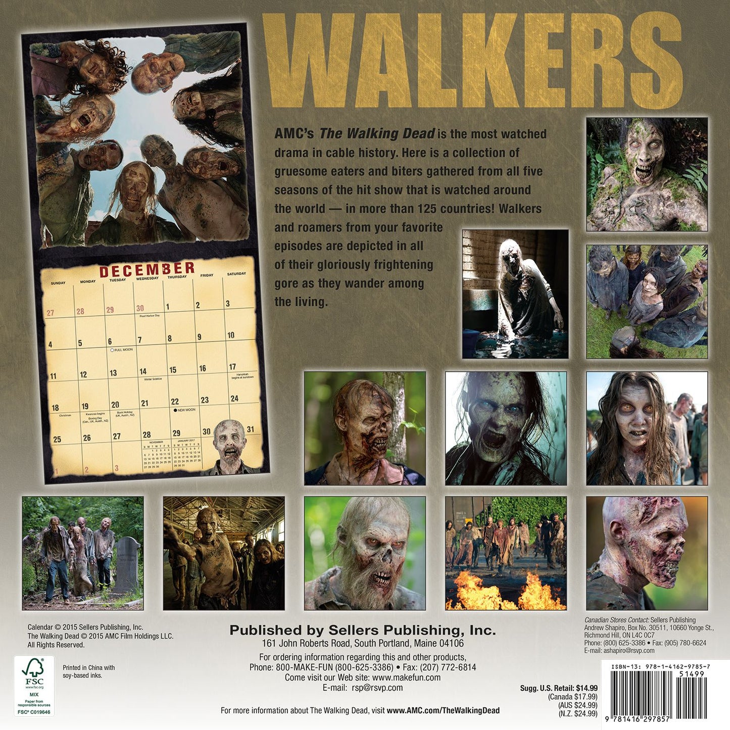 2016 Walkers, The: Eaters, Biters and Roamers of AMC Walking Dead Wall Calendar