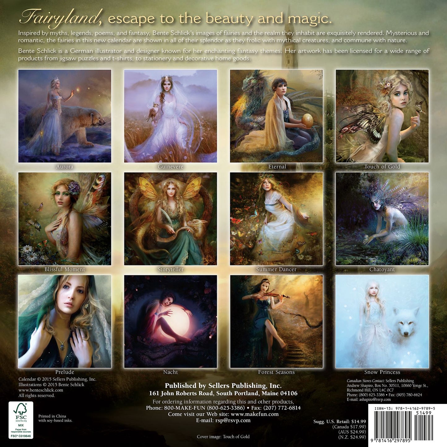 2016 Fairyland Bente Schlick Wall Calendar