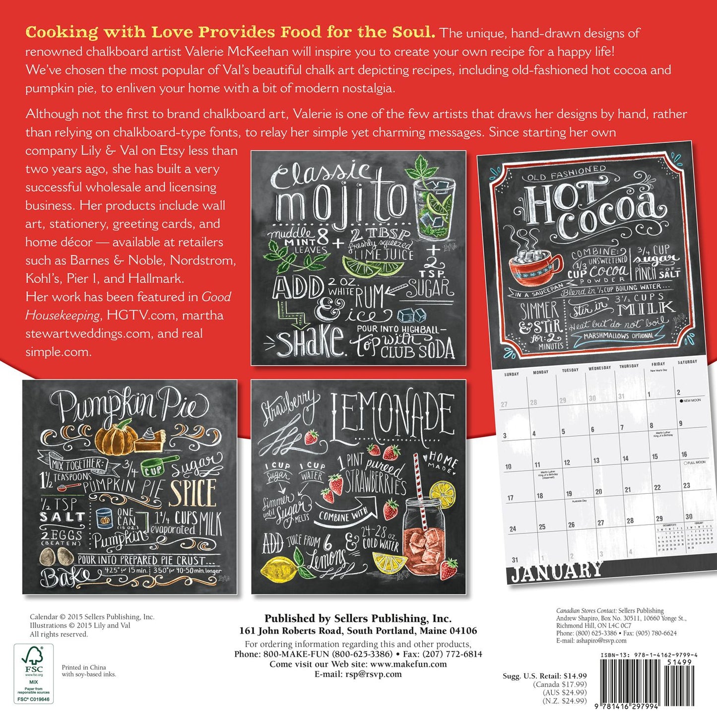2016 Cooking with Love Provides Food for the Soul Wall Calendar