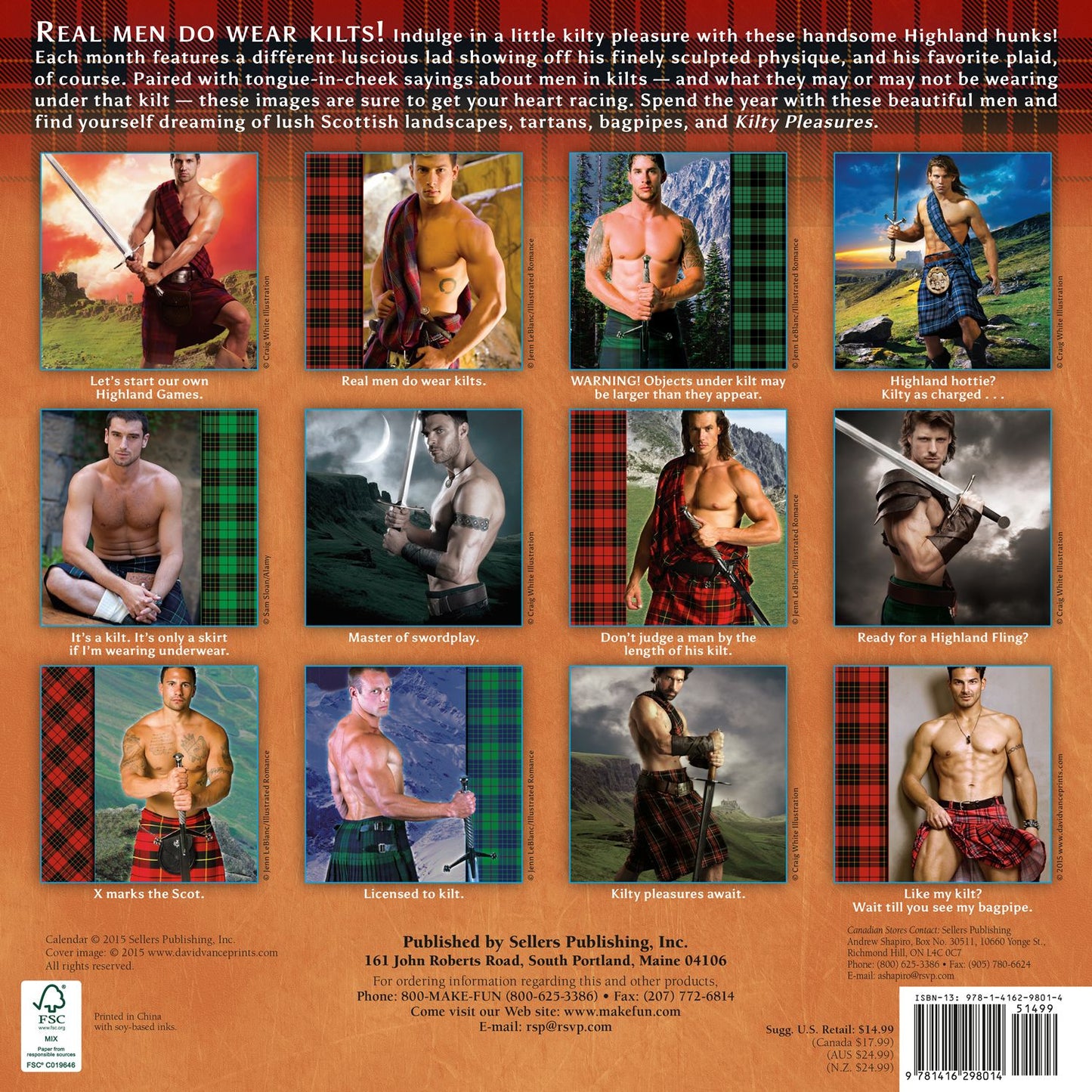 2016 Kilty Pleasures Wall Calendar