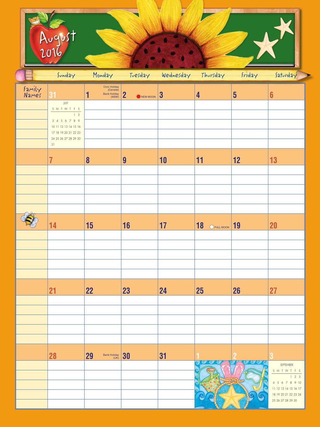 2016 School Days Wall Planner Calendar