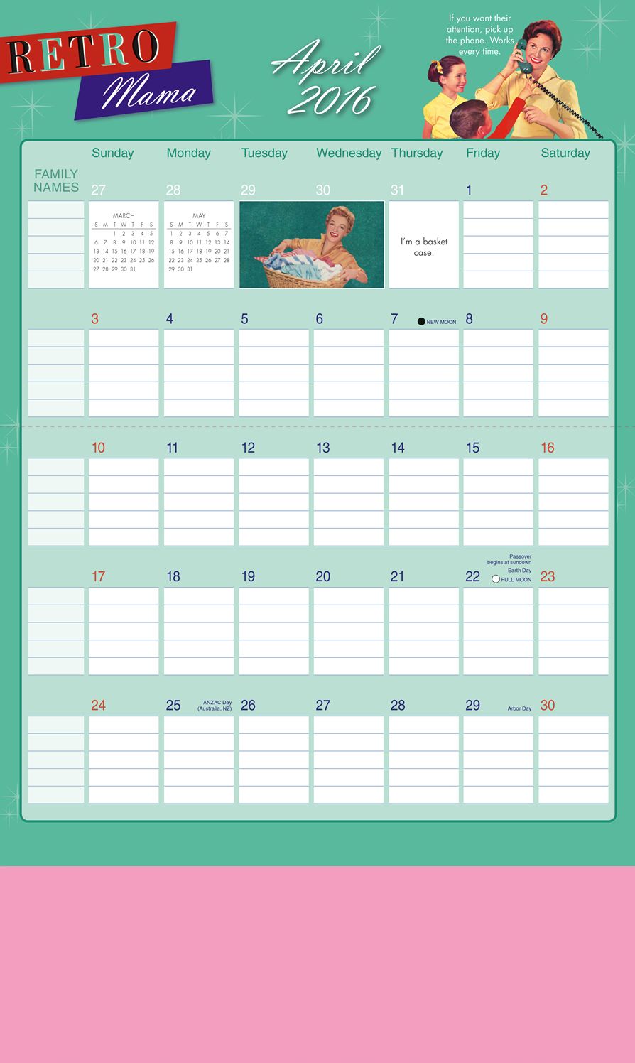 2016 Retro Mama Wall Planner Calendar