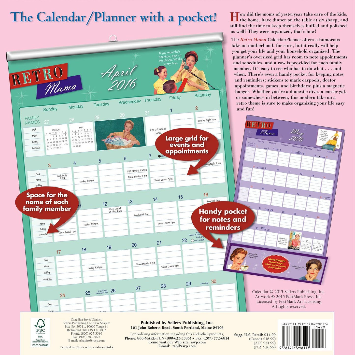 2016 Retro Mama Wall Planner Calendar