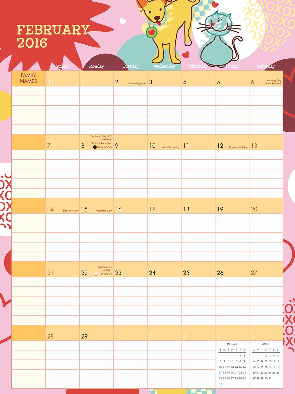 2016 Busy Family Planner Wall Planner Calendar