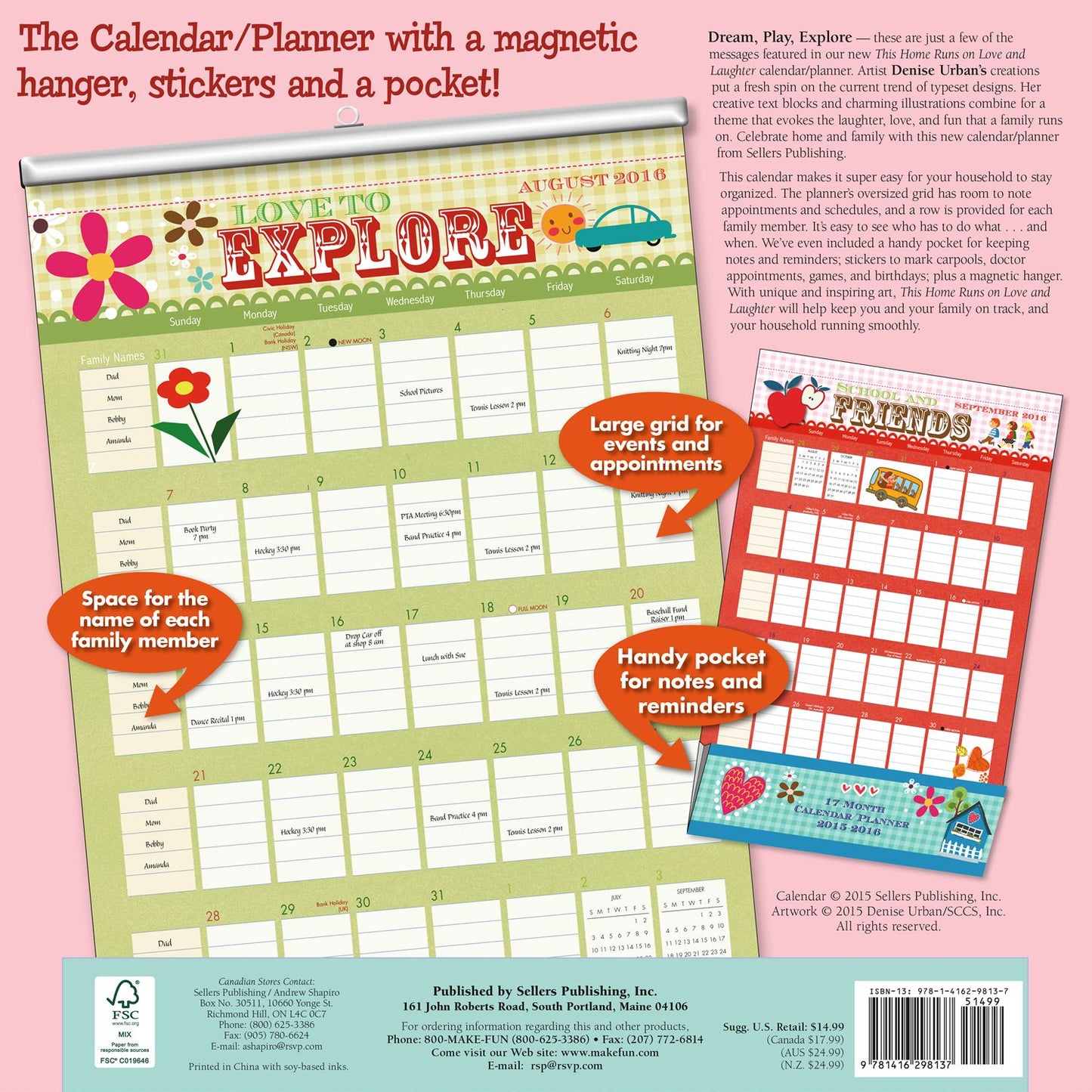 2016 This Home Runs on Love and Laughter Wall Planner Calendar