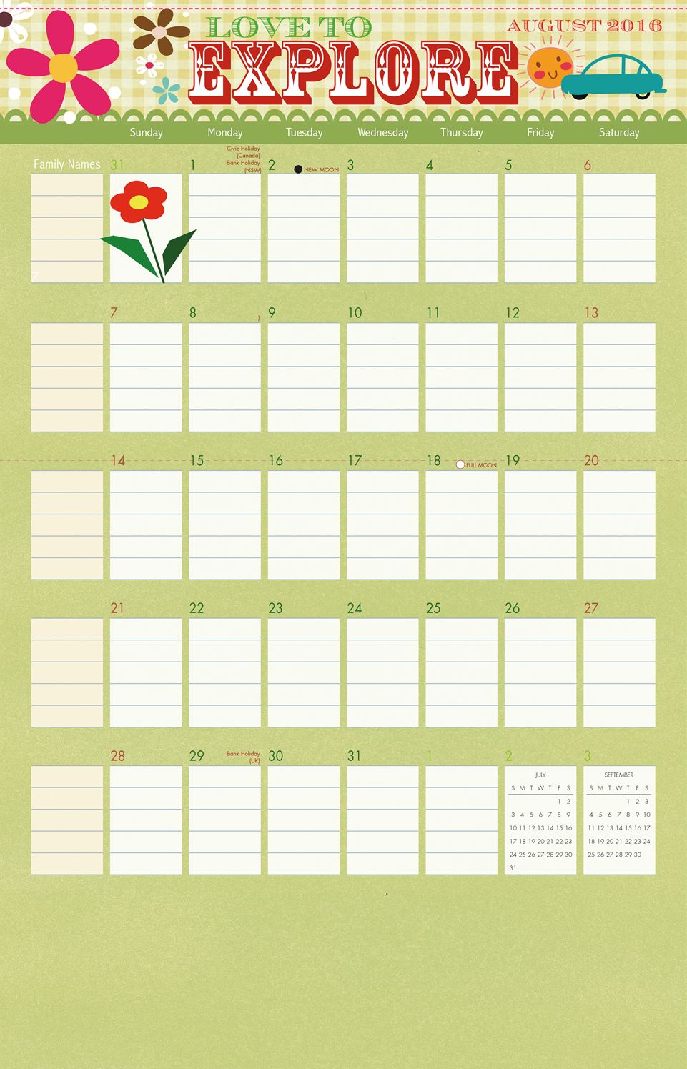 2016 This Home Runs on Love and Laughter Wall Planner Calendar