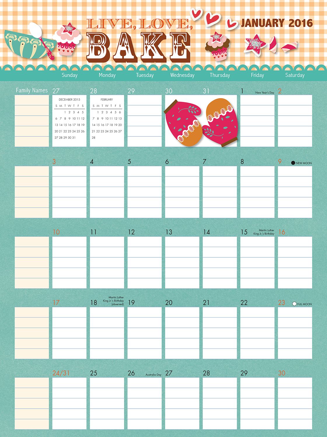 2016 This Home Runs on Love and Laughter Wall Planner Calendar