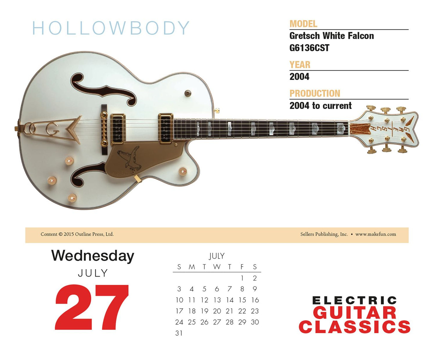 2016 Electric Guitar Classics Box Daily Calendar