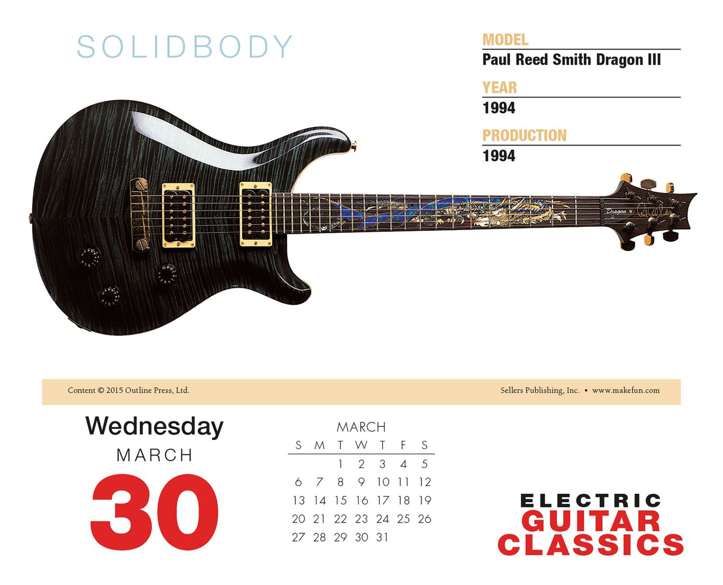 2016 Electric Guitar Classics Box Daily Calendar