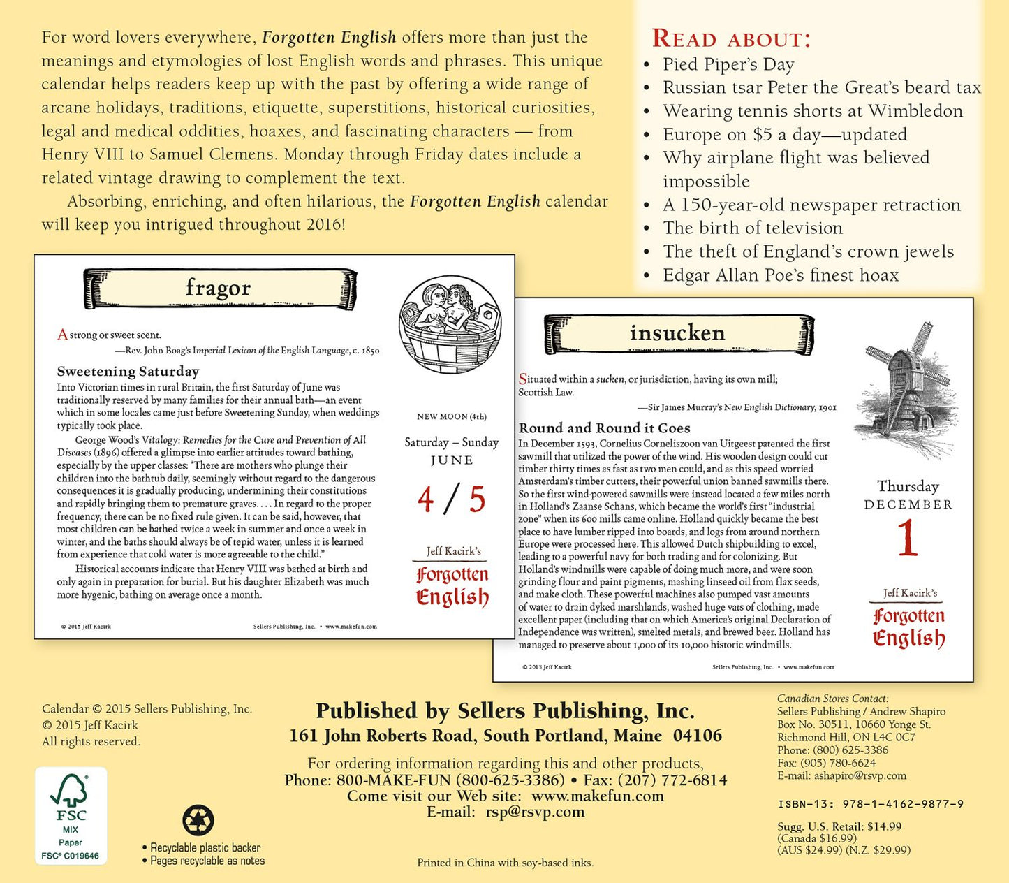 2016 Forgotten English Box Daily Calendar