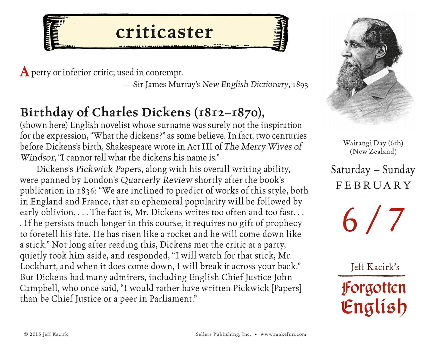 2016 Forgotten English Box Daily Calendar