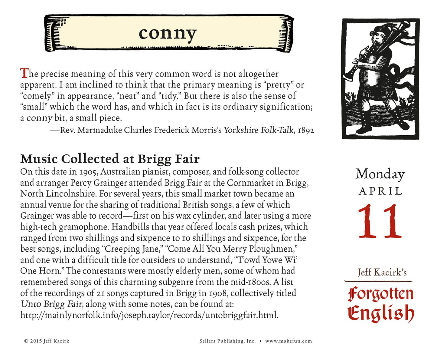 2016 Forgotten English Box Daily Calendar