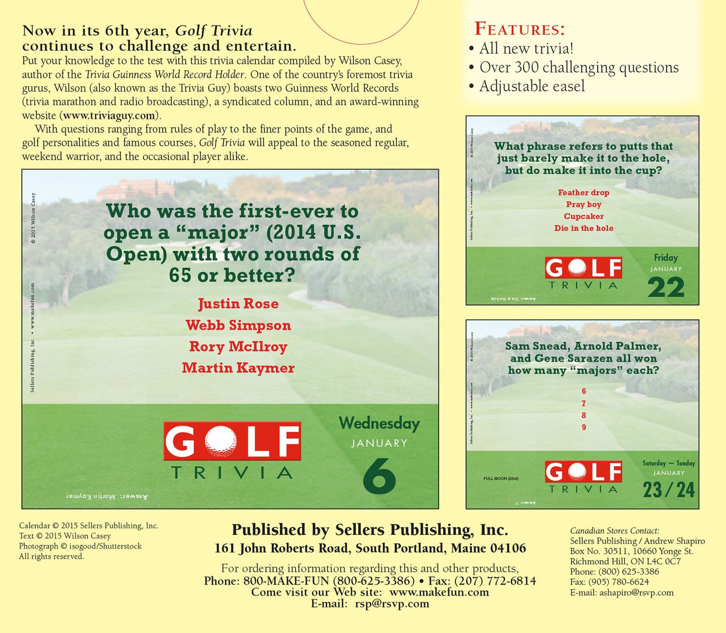 2016 Golf Trivia Box Daily Calendar