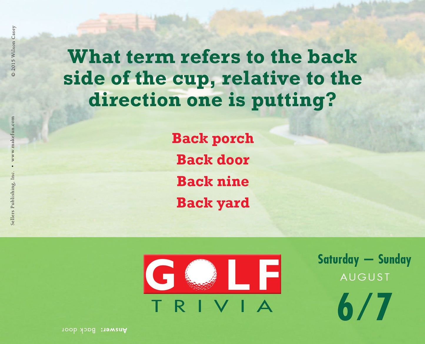 2016 Golf Trivia Box Daily Calendar