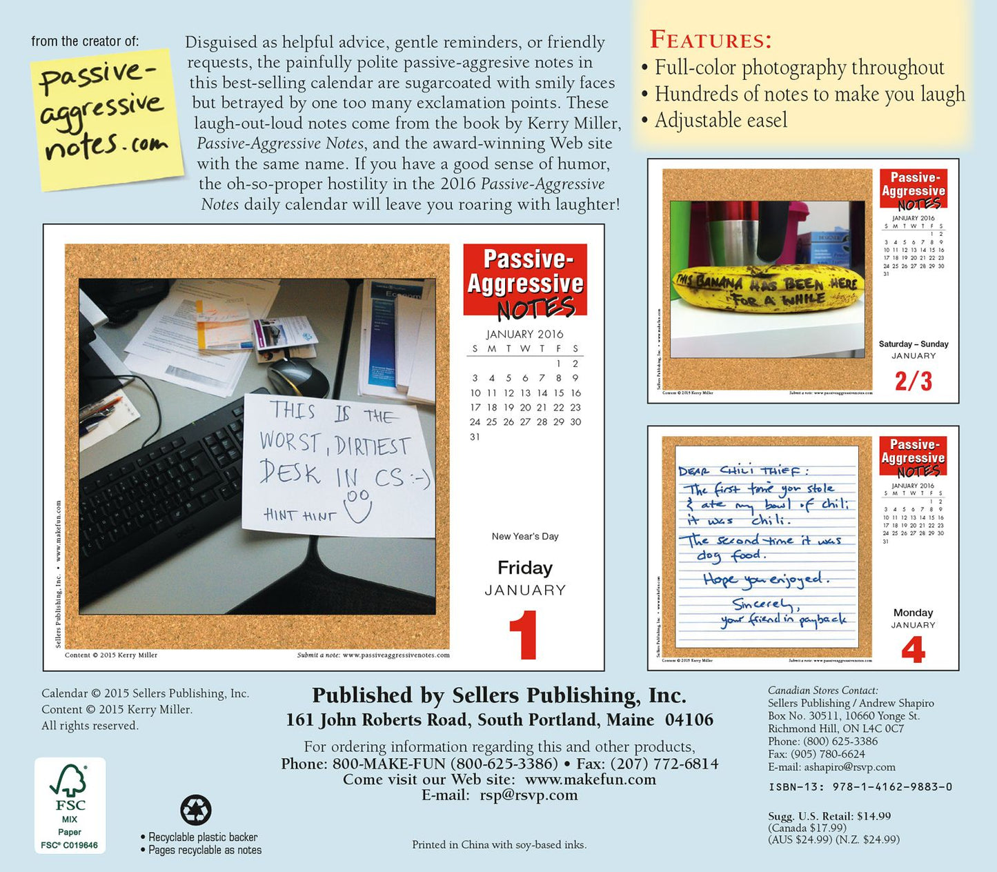 2016 Passive-Aggressive Notes Box Daily Calendar