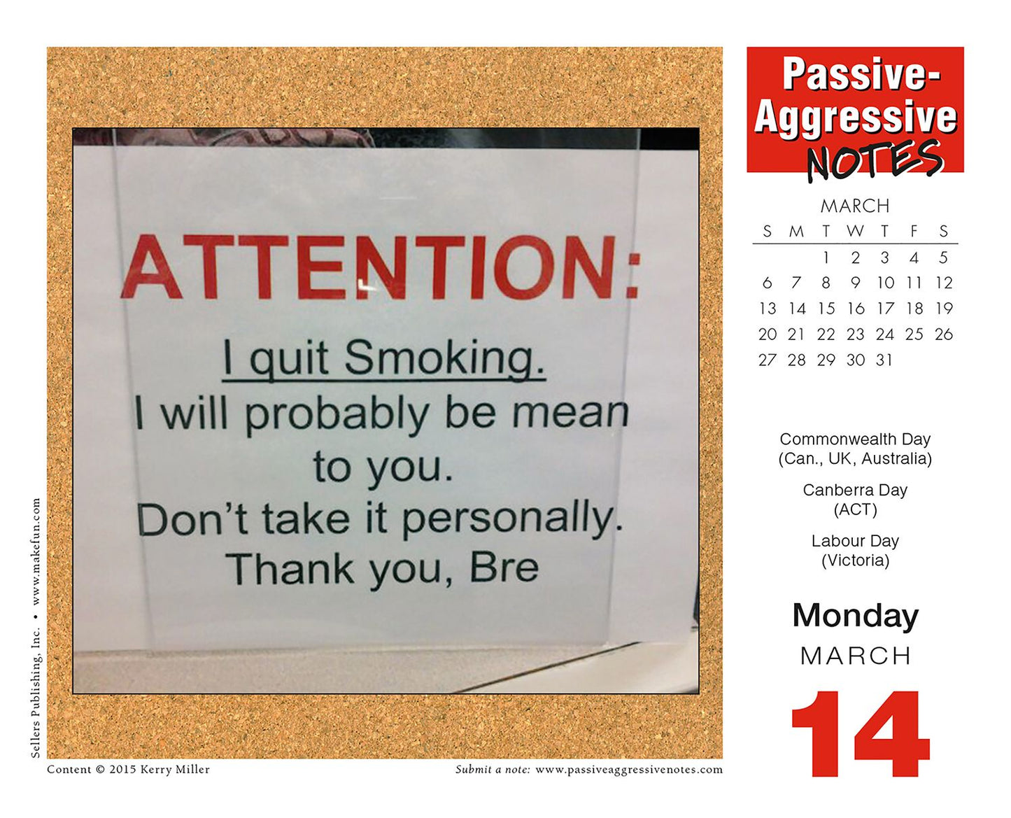 2016 Passive-Aggressive Notes Box Daily Calendar