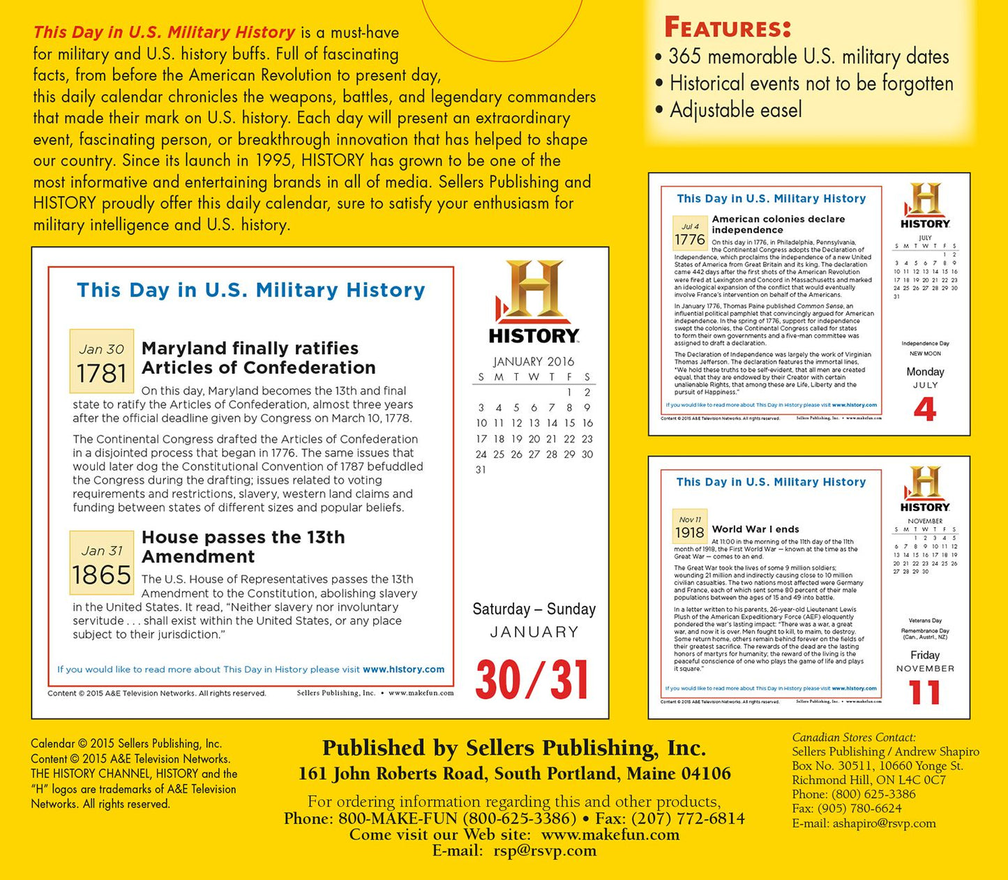 2016 This Day in U.S. Military History Box Daily Calendar