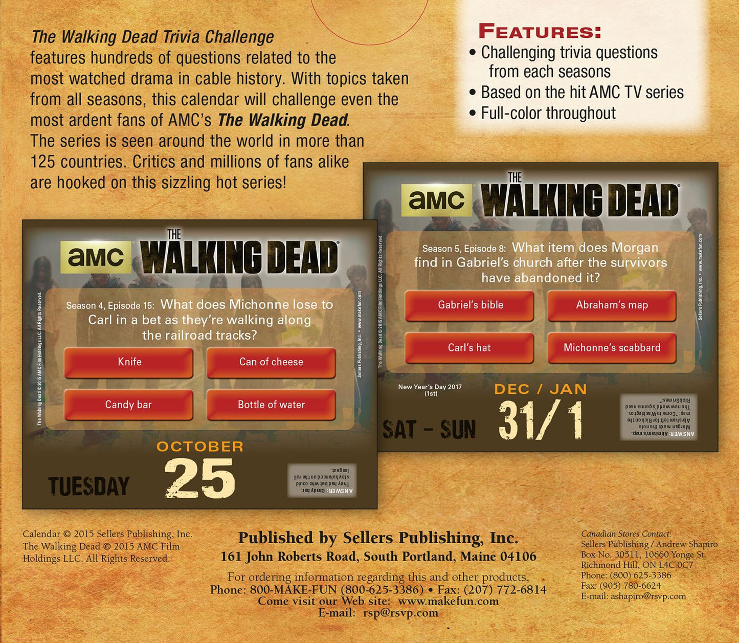 2016 Walking Dead Trivia Challenge Box Daily Calendar