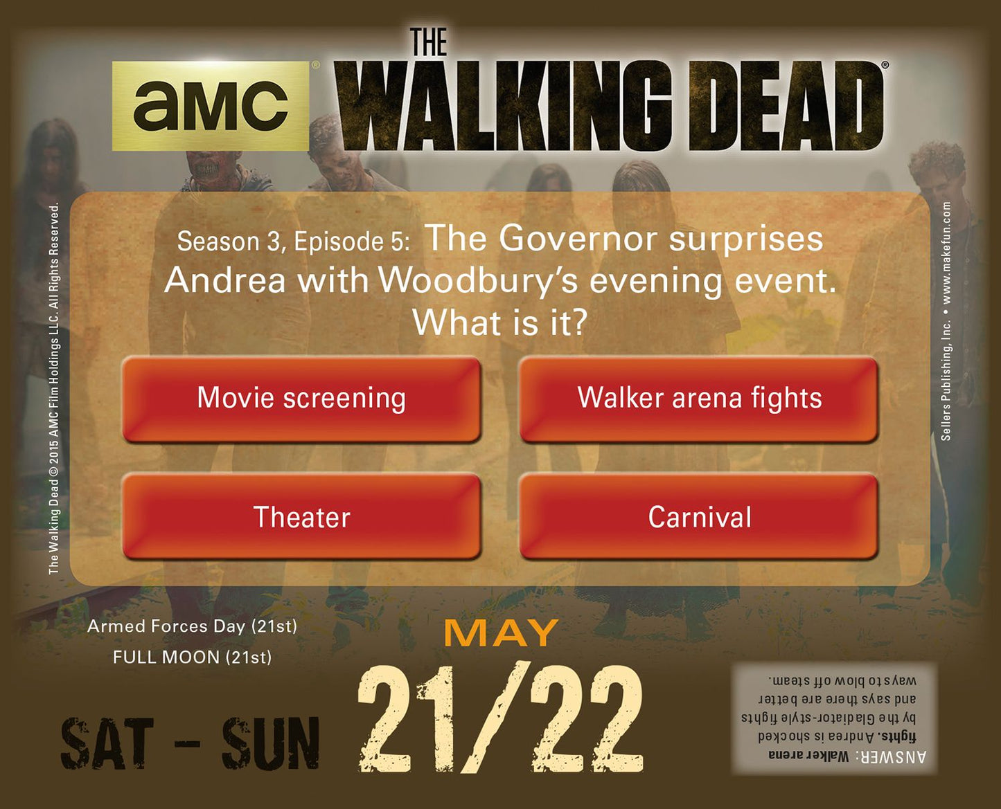2016 Walking Dead Trivia Challenge Box Daily Calendar
