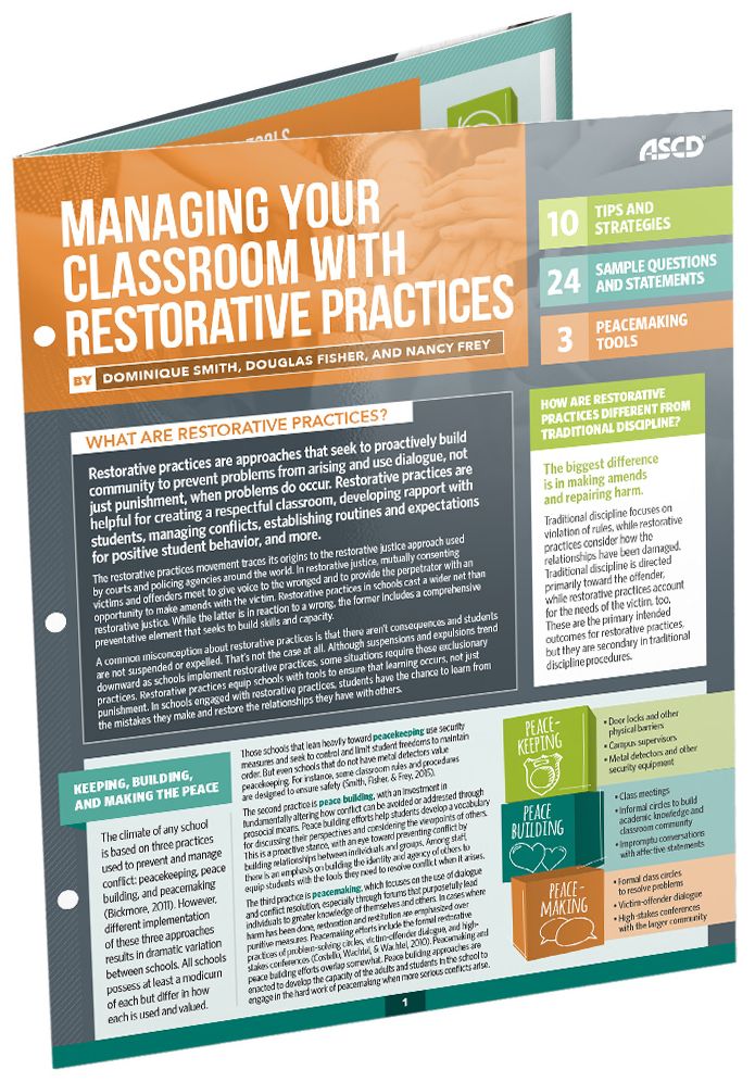 Managing Your Classroom With Restorative Practices (Quick Reference Guide)
