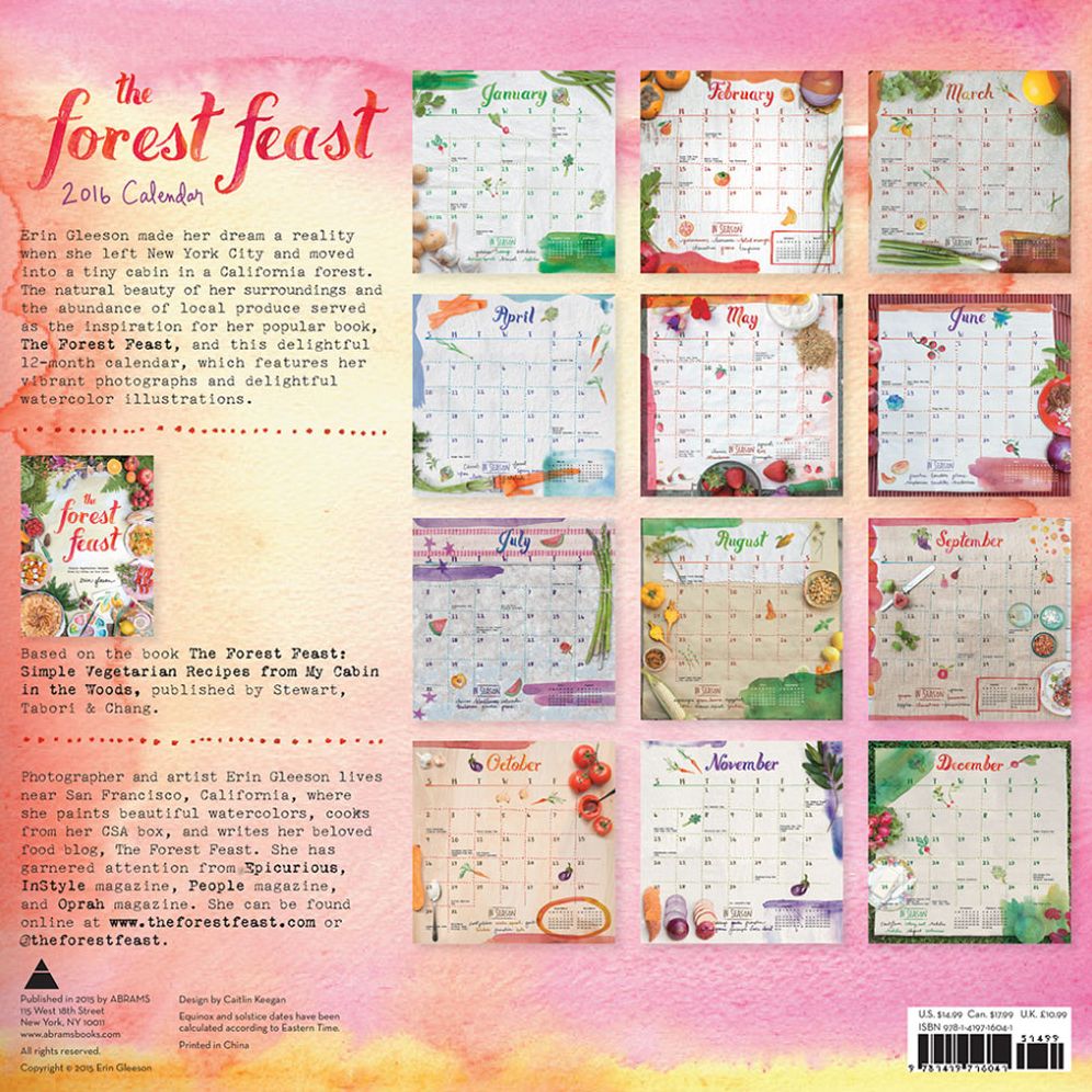 The Forest Feast 2016 Wall Calendar