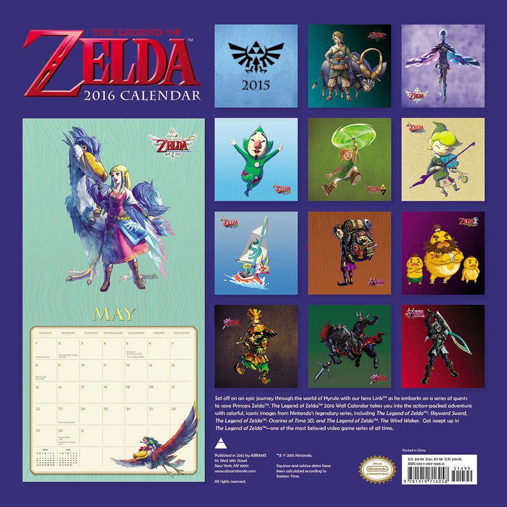 The Legend of Zelda 2016 Wall Calendar