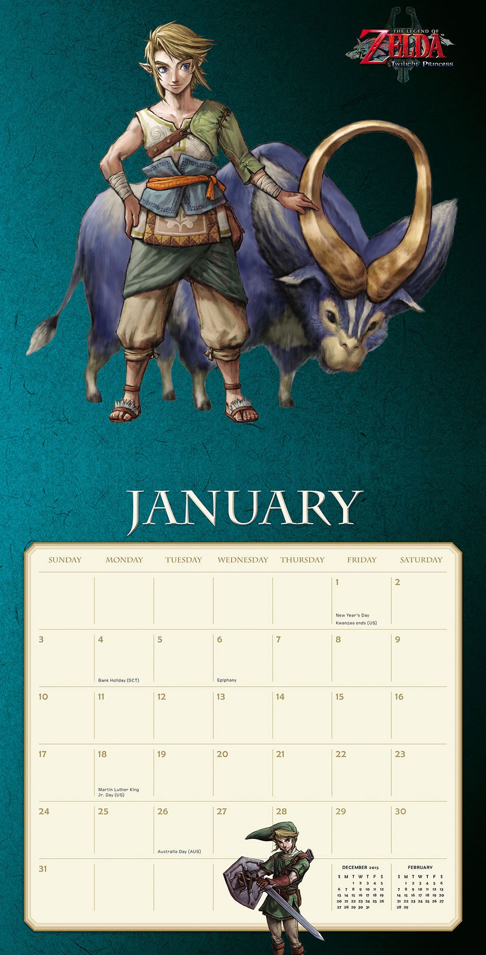 The Legend of Zelda 2016 Wall Calendar