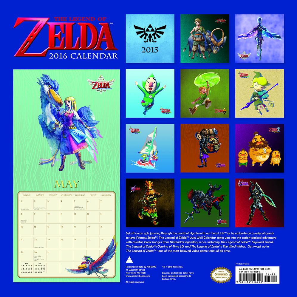 The Legend of Zelda 2016 Wall Calendar