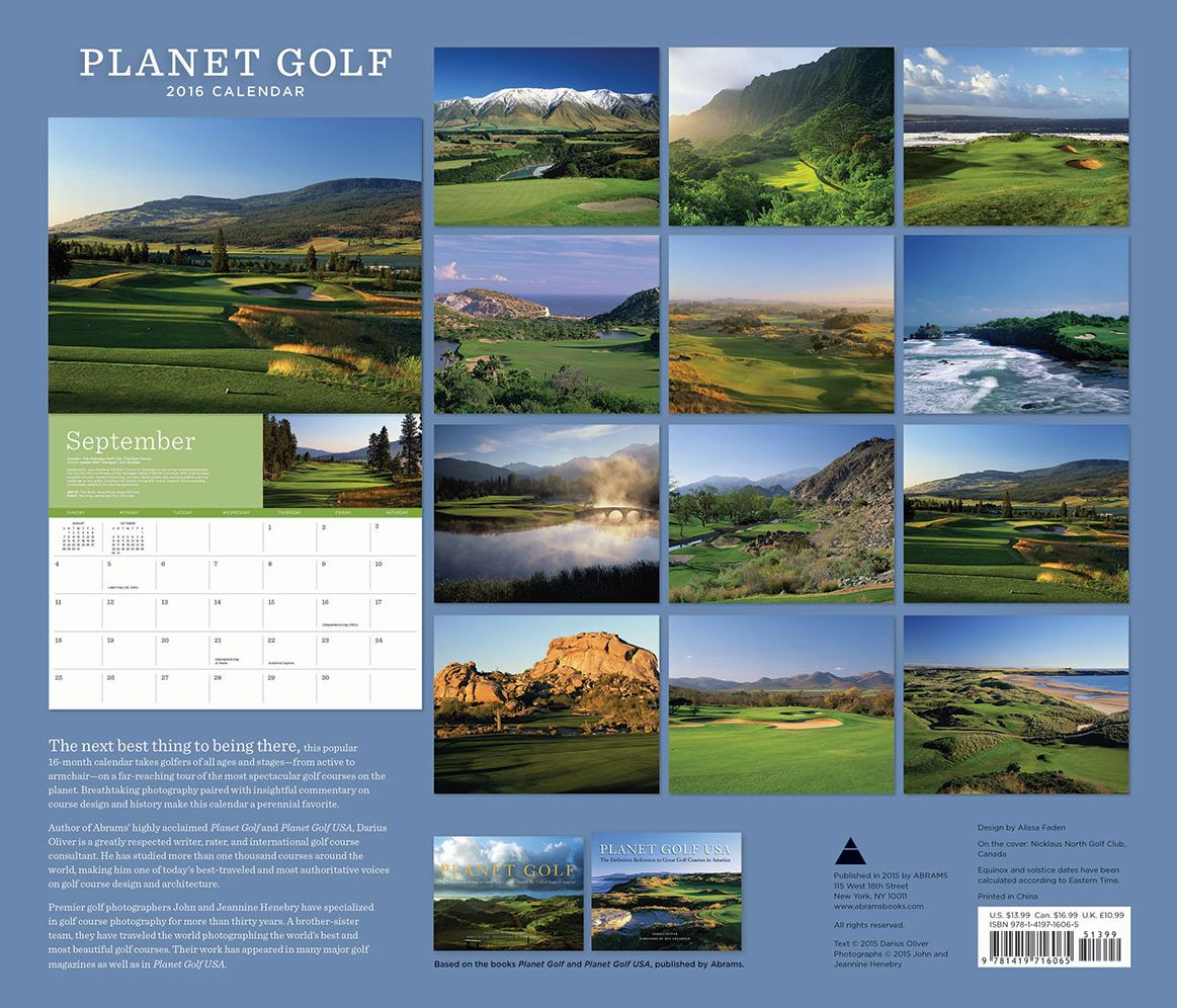 Planet Golf 2016 Wall Calendar: Featuring the Greatest Golf Courses Around the World